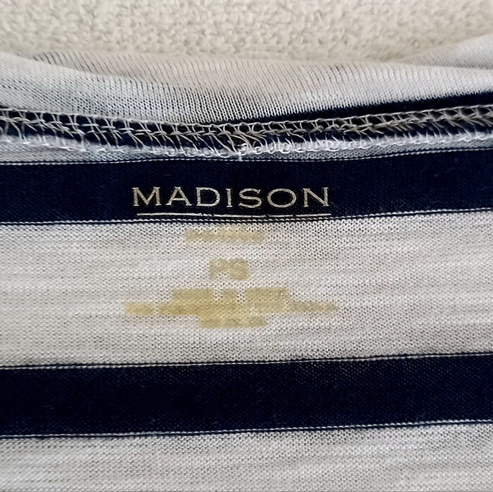 Madison Black and White Striped Top with Red Rose Design, Size Sp - Picture 12 of 12